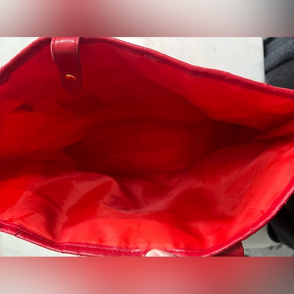 Christian Audigier Los Angeles Tote Shoulder Bag Red Spell Out Birds Graphic - Picture 8 of 8